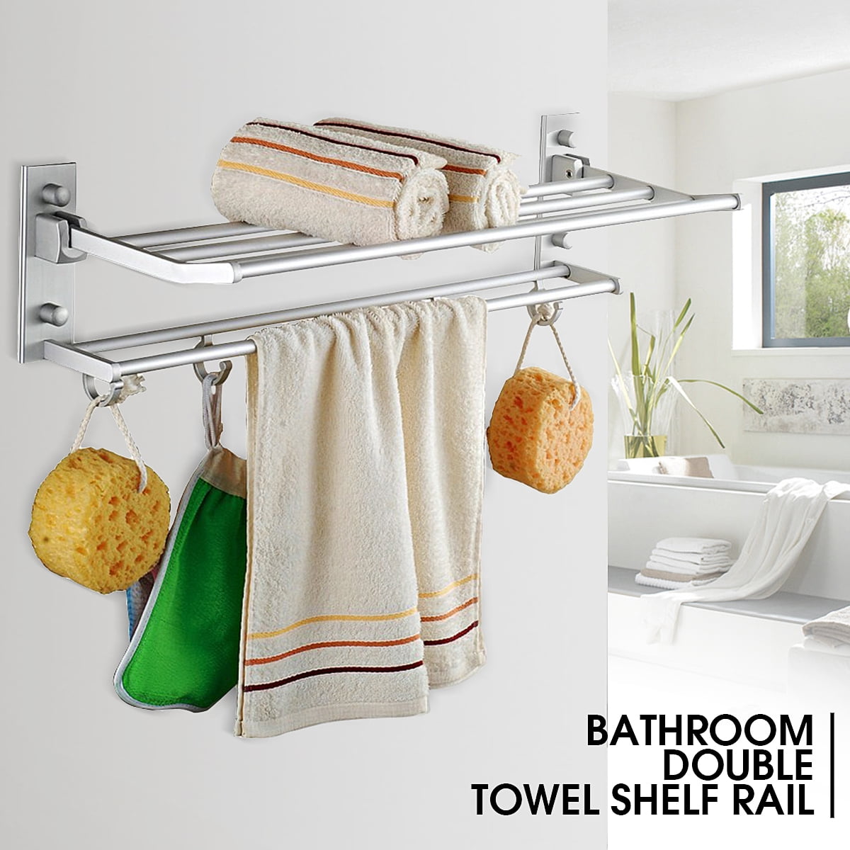 bathroom towel rack shelf wall mounted