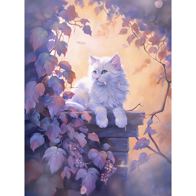 Pintura de diamante 5D DIY Kit de gato de taladro redondo completo Arte Decoración del hogar (VIP856) Hugtrwg Para estrenar