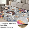 thumbnail image 3 of Floral Area Rug 8x10 Living Room Rug Non Slip Washable Bedroom Rug Soft Low Pile Flowers Floor Carpet for Dining Room,Blue, 3 of 6