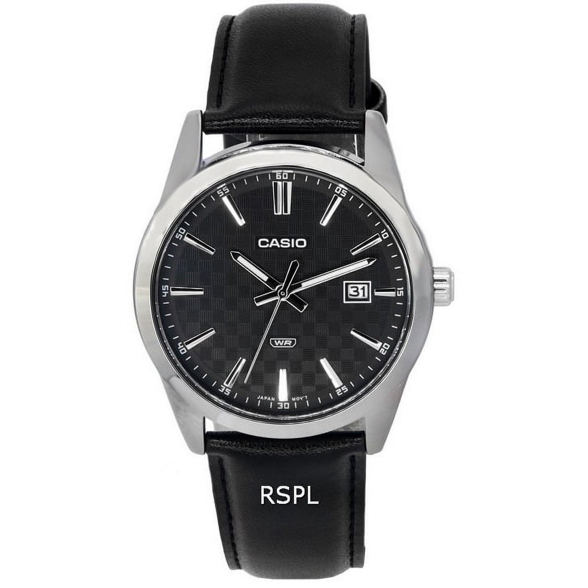 Casio men's watch leather strap hotsell