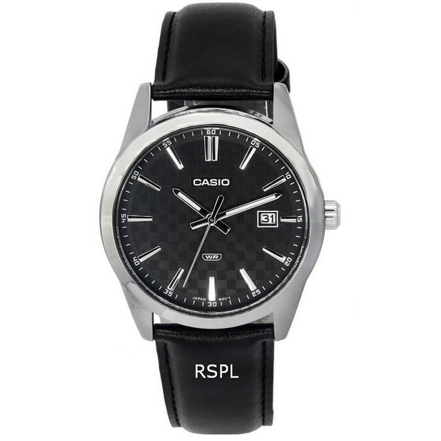 Casio Analog Leather Strap Black Dial Quartz MTP-VD03L-1A MTPVD03L-1 Men's Watch