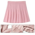 thumbnail image 6 of Women Tennis School Uniform High Waist Pleated Skirt Side Zipper Solid Color A Line Ruffle Short Skirts for Schoolgirl, 6 of 8