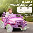 thumbnail image 4 of Okybaby 12V Kids Ride on Truck Car with Remote Control,Bluetooth,USB,LED Lights,Powered Ride on Toy Cars with Spring Suspension,Toddler Electric Toys Car for Kids Aged 2-8,Pink, 4 of 7