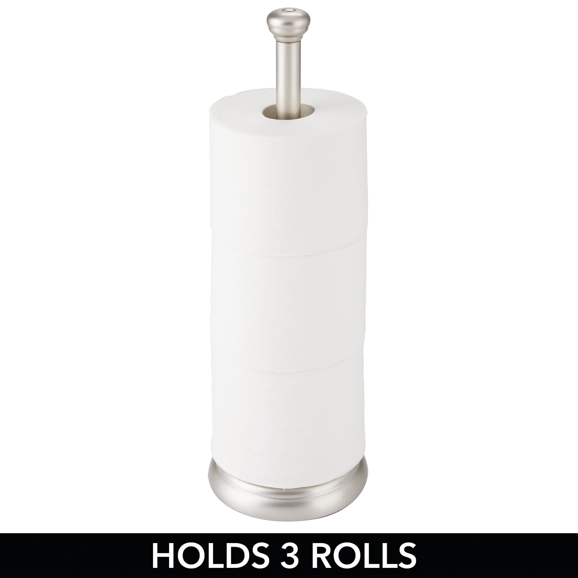 mDesign Metal Free-Standing Toilet Paper Holder - Satin