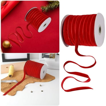 50 Yards Velvet Ribbon 1/2Inch Wide Single Face Velvet Ribbon Roll with Spool for Gift Wrapping Decoration Party Wedding Arts Crafts (Red)