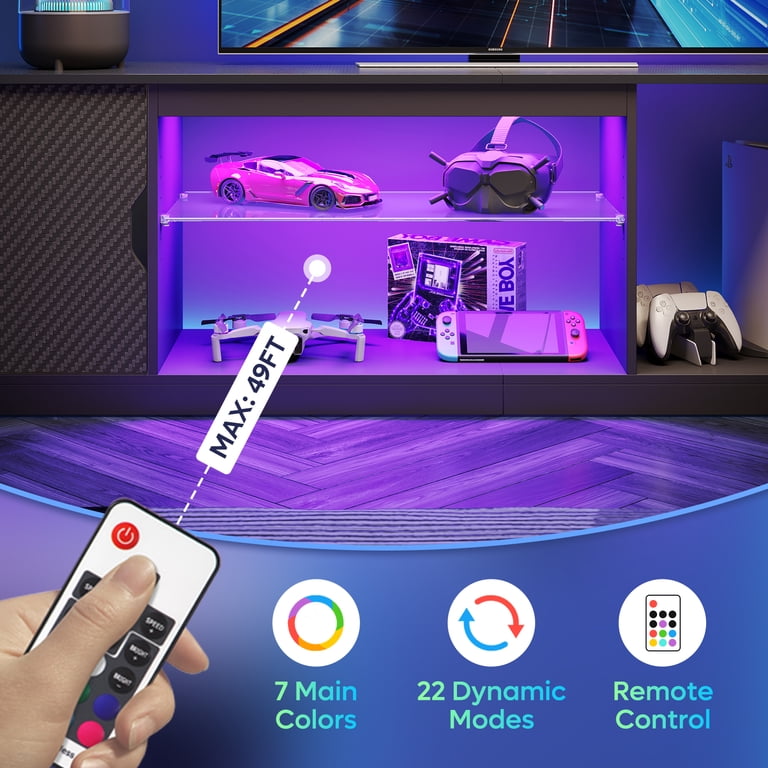 Bestier LED Gaming TV Stand for 75" TVs, Black photo 5