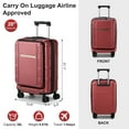 thumbnail image 4 of 20” Carry-on Luggage, ABS+PC Expandable Suitcase with Front Laptop Pocket, Hardside Luggage with Wheels, Red, 4 of 14