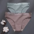 thumbnail image 3 of Bragas de algodón de M-XXL para mujer, ropa interior Sexy de tiro bajo con cinturón con letras, lencería íntima de talla grande, 2 unids/set, 3 of 5