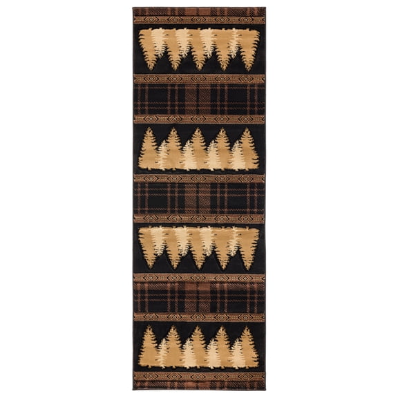 Designer Home Woodlands Area Rug 2055 41350 Woodland Brown Mirrored Striped 2' 7" x  7' 4" Rectangle