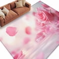thumbnail image 2 of 5'x8' Area Rugs, Pink Rose Fantasy Indoor Outdoor Area Rug for Living Room Bedroom, Elegance Floral Romantic Reflection Washable Bathroom Rugs Kitchen Floor Carpet Mats Home Decor Aesthetic, 2 of 8