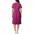 thumbnail image 3 of VESTIDO PLISADO EN A DE INSPIRE CHIC PARA MUJER, MANGA CORTA, VESTIDO MIDI PARA TRABAJAR L, Rosa Fucsia, 3 of 4