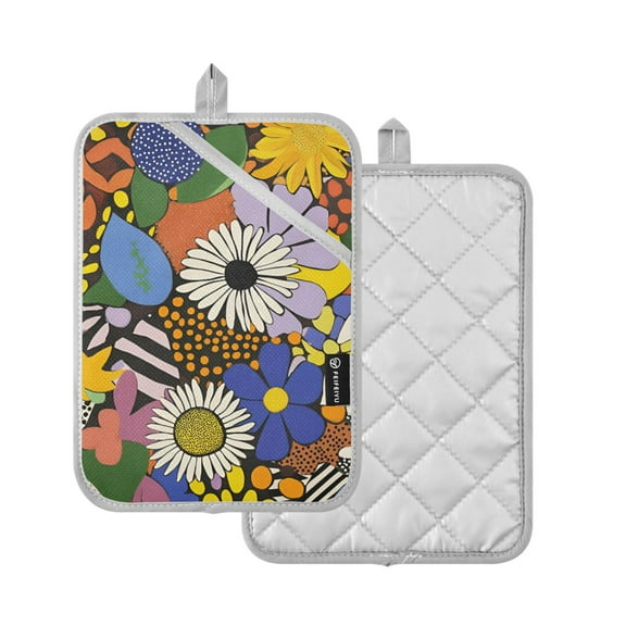 Yayeee Pot Holders Kitchen Heat Resistant with Pocket 7"x9.8" Cotton Oven Cooking Hot Pads, Blue Floral