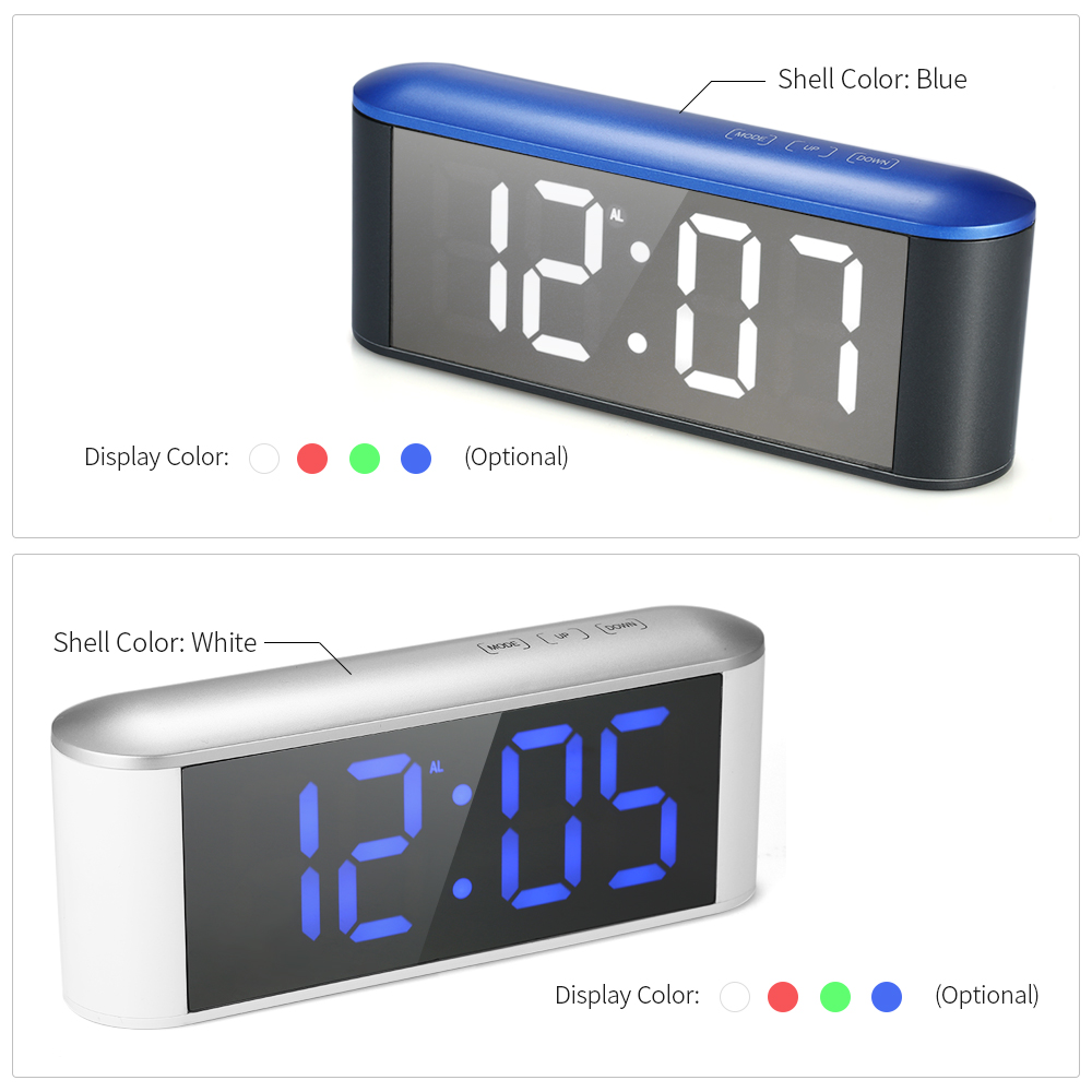 Digital Touch Control LED Mirror Clock USB Powered 12H/24H °C/°F ...