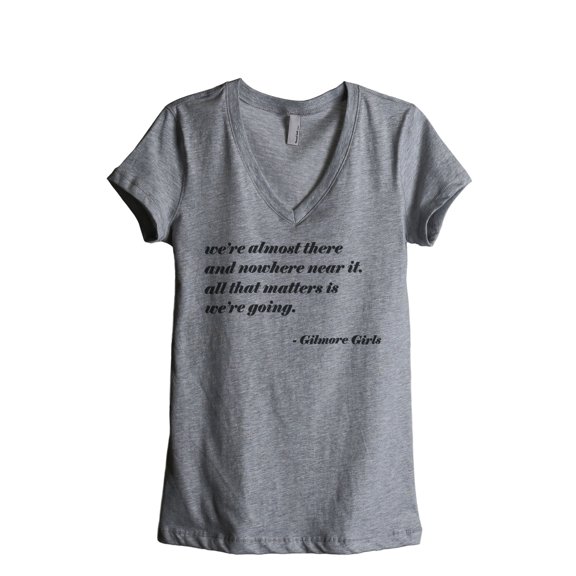 We're Almost There Women's Fashion Relaxed V-Neck T-Shirt Tee Heather Grey 2X-Large
