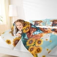 thumbnail image 4 of jejeloiu Highland Cow Sunflower Bow Queen Comforter Set Kids,Floral Farm Print Bedding Comforter Set,Reversible,3-Piece, 4 of 8