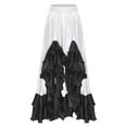 thumbnail image 3 of TiaoBug Women's Flamenco Dance Skirt Ruffled Irregular Hem Full Circle Swing Long Skirt for Tango Salsa Cha Cha White M, 3 of 5