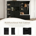 thumbnail image 4 of Hall Tree with Storage Cabinet, Multi-Purpose Left-Right Combination Entryway Cabinet with 4 Hooks, Bench and Open Shelving for Living Room, Hallway, Black, 4 of 8