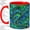 Red, variant on Peacock Feather Coffee Mug, Green Blue Plume Art, Bold Daily Home Tea Sips