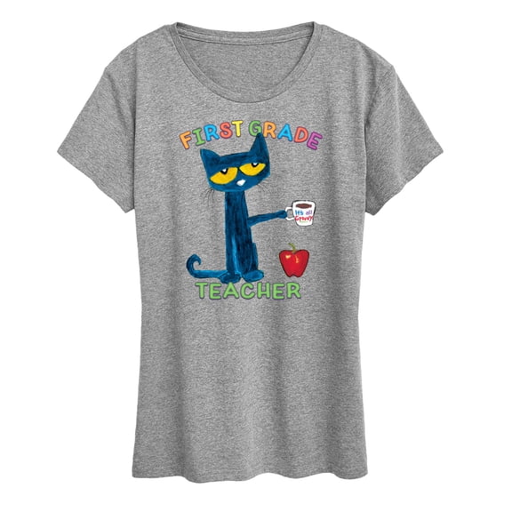 Pete The Cat - With Coffee First Grade - Women's Short Sleeve Graphic T-Shirt