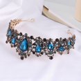 thumbnail image 3 of Zhuge Tiara de boda para novia, diadema de princesa, corona nupcial, joyería para el cabello con diamantes de imitación de cristal, decoración para novia, cumpleaños, graduación, boda (azul claro), 3 of 4