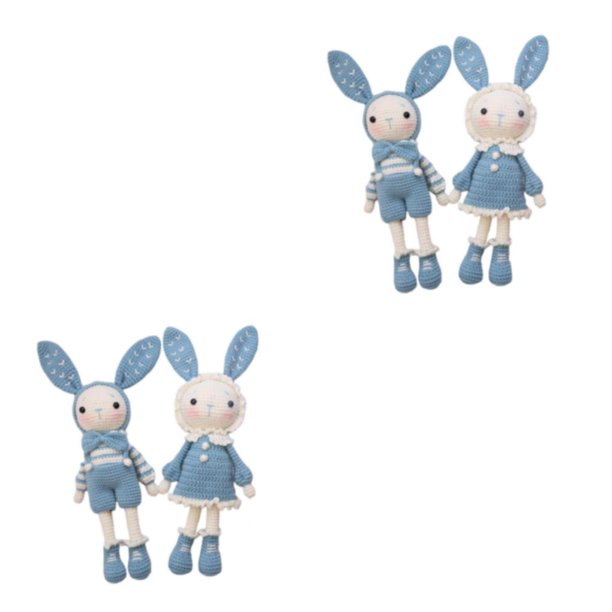 Kearding Crochet Kit for Beginner Cute Rabbits Hook, Accessories Includes Yarn, Azul 2Conjunto