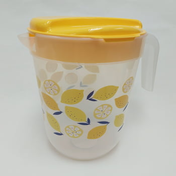 Mainstays Plastic 1 Gallon Pitcher with Yellow Color Lid  Lemons
