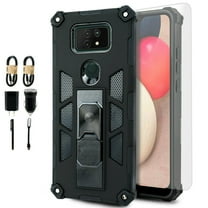 Value Pack   for Cricket Ovation 2 AT&T Aestro Max Magnetic Phone Case Corner Guard Kickstand Hybrid Slim Bumper Shock Cover with Glass