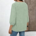 thumbnail image 7 of Women's Cotton Linen 3/4 Sleeve V Neck Lace Blouse Loose Fit Casual, 7 of 7