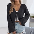 thumbnail image 5 of ClodeEU Womens Crochet Cardigan,Casual Tie Front Shrugs Sweaters ,Long Sleeve Knit Cropped Cardigans Tops Black,Womens Plus M, 5 of 9