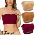 thumbnail image 2 of XIAfhje Women Bandeau Bra Strapless Bralette Bra Seamless Stretchy Wireless Bandeau Tube Top Bra Girl'S Tube Top,Unpadded,3 Packs, 2 of 9