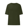 thumbnail image 4 of AherBiu Oversized Tops for Women Short Sleeve Crewneck Summer Casual Loose Basic Comfy Top Tees Plain Tshirt, 4 of 6
