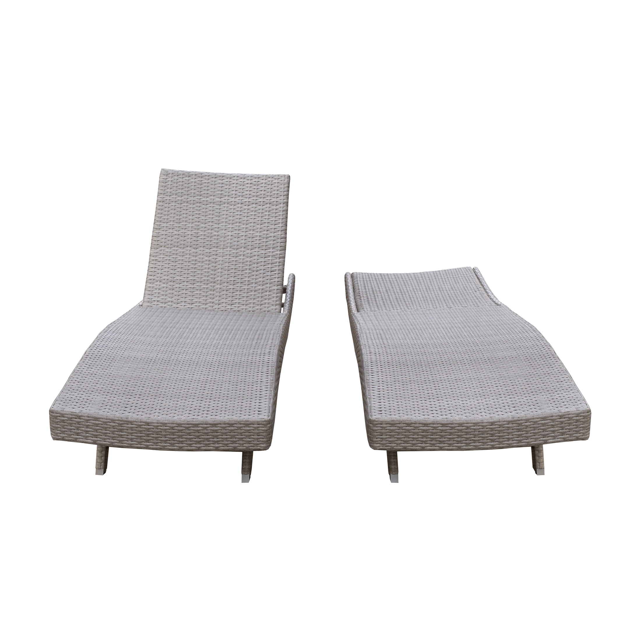 OakvillePark Norvelle Outdoor Chaise Lounger, Set of 2, Gray Aluminum Frame Wicker Patio Recliner