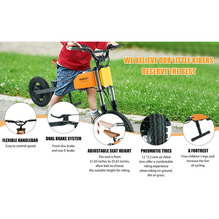 iYofe 24V Kids Electric Balance Bike 200W with GPS App Dirt Bikes Gray Walmart
