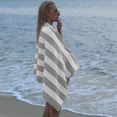 thumbnail image 3 of Large Oversized Beach Towel - 35 X 70 Inch Plush Microfiber Pool Towel, Striped Quick Dry Swim Towel Grey, 3 of 5