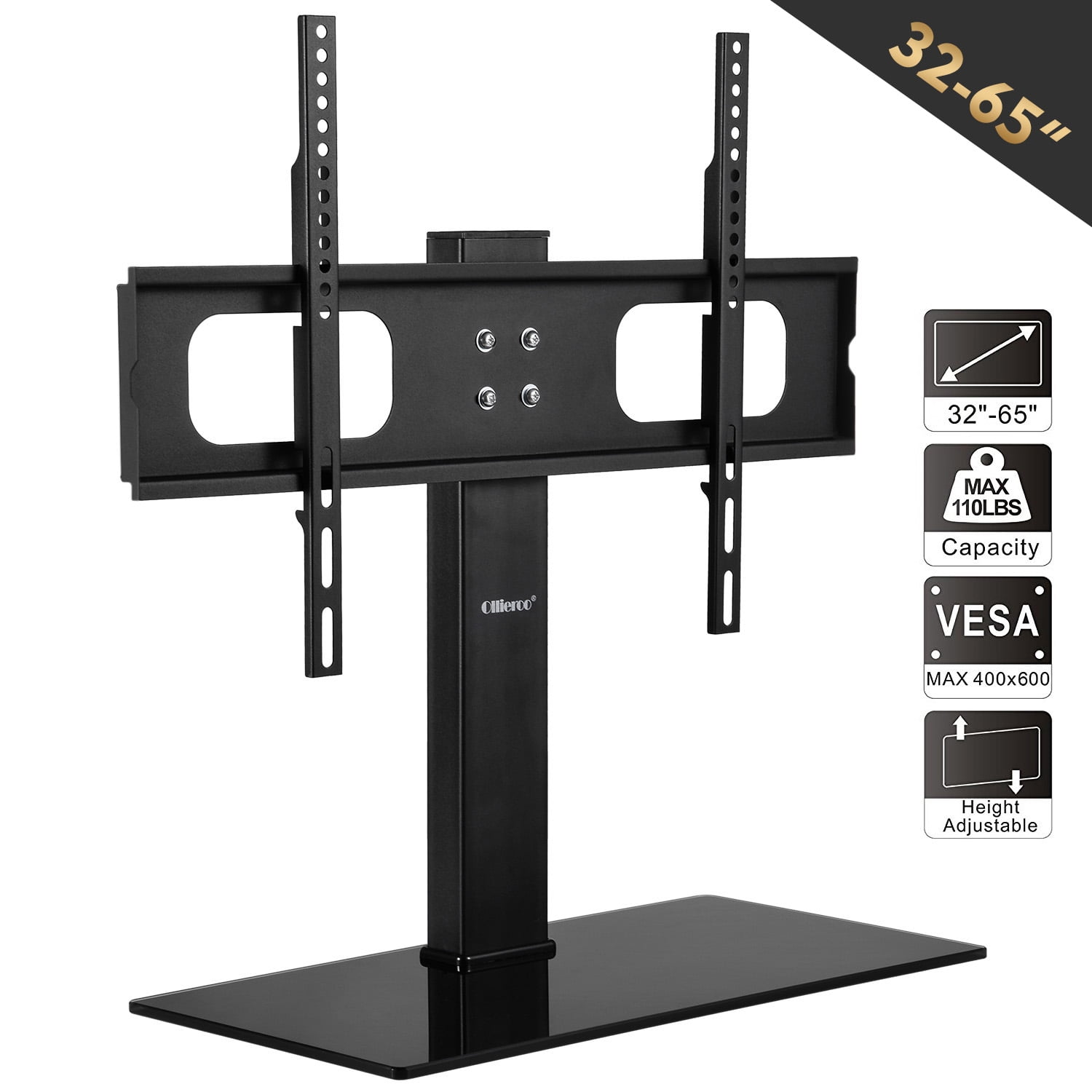 Universal TV Tabletop Stand Pedestal with Swivel Mount Vesa up to 65 Inch Screen 