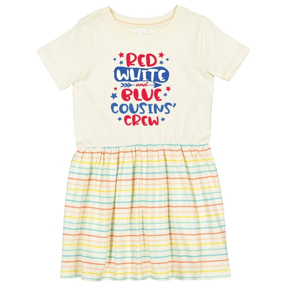 Inktastic Cousins Crew Red White and Blue 4th of July Girls Toddler Dress