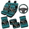 thumbnail image 2 of HUIACONG Blue Aztec Turtle All Weather Car Mats Set 9 Pack Rubber Non-Slip Floor Mats with ar Steering Wheel Cover and Car Seat Covers Auto Interior Accessories Universal Fit Automotive Floor Mats, 2 of 8