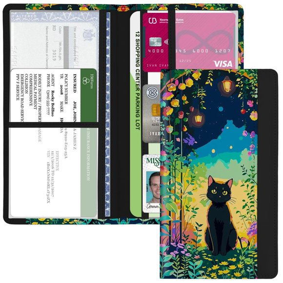 Kakurookie Soporte Para Seguro Y Registro De Automóvil Con Cierre Magnético Para Tarjetas De Licencia Y Documentos Todas Las Necesidades Del Vehículo Y Accesorios Para El Automóvil (Cat)