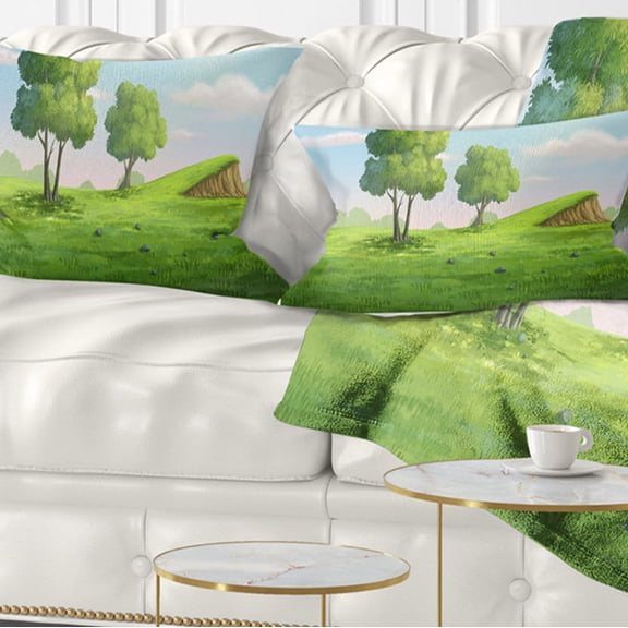 Designart 12" x 20" Green Polyester Throw Pillow