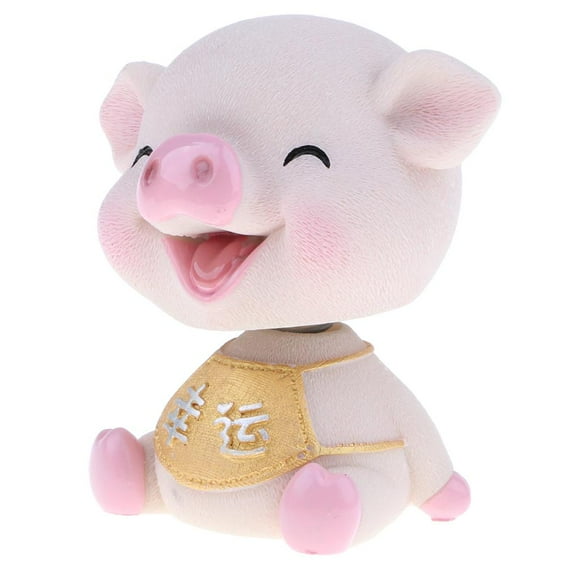Tachiuwa Bobble Head Pig Figurine Bobbling Head Cute Pink Piggy Car Vehicle Ornament