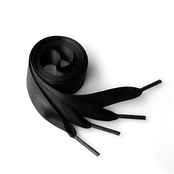 TELOLY Pair of 0.7M Silk Ribbon Shoelaces Fashion Shoe Laces Flat Shoestring for DIY Shoes Decoration (Black)