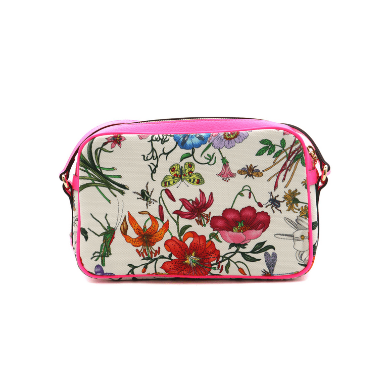 Gucci Canvas Flora Floral White Fuchsia Fluo Small Cross-body Bag