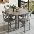 thumbnail image 2 of VECELO 5-Piece Dining Table Set, Modern Faux Marble Table and 4 Upholstered Chairs Set for 4, Round Dining Room Table Set for Small Space, Breakfast Nook, Apartment, Gray, 2 of 12