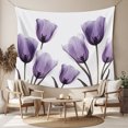thumbnail image 2 of Elegant Tulip Large Tapestry for Bedroom Wall Hanging Tapestry,Purple White Botanical Long Tree Leaves Ceiling Backdrop Tapestries Poster Blanket Wall Decor for Teens Room Living Room Dorm 100" x 59", 2 of 8