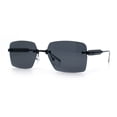 thumbnail image 4 of Luxury Rimless Rectangle Metal Pyramid Stud Jewel Arm Metal Rim Sunglasses All Black, 4 of 8