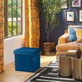 thumbnail image 6 of Seville Classics Cushioned Fabric Ottoman Hidden Storage Chest Footrest Chair for Bedroom, Dorm, Loft, Living Room, Entryway, Hallway, Blue Velvet, 15.7" Cube, 6 of 6