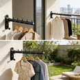 thumbnail image 5 of Folding Wall Mounted Clothes Hanger Rack with Swing Arm, Foldable 180°Rotation, Stainless Steel 304 Folding Clothes Hanger Drying Rack Rod, for Laundry Room Valet Hook (Black), 5 of 7