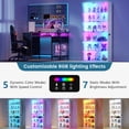 thumbnail image 3 of VKCC Display Cabinet with Glass Door and RGB, Lockable Curio Cabinet with Tempered Glass & Curved Acrylic Side, Bookshelf for Living Room, White, 3 of 8