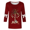 thumbnail image 4 of LEKWK Christmas Tank Top Women Xmas Tree Crew Neck 3/4 Sleeve Tshirts Santa Shirt Women Winter Ladies Christmas Sweaters, 4 of 4