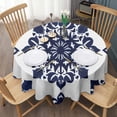 thumbnail image 3 of Blue and White Pioneer Flower Round Tablecloth 60" X 60",Wrinkle Wipeable Table Cloth for Kitchen Dining Room Picnic Patio Party, 3 of 6